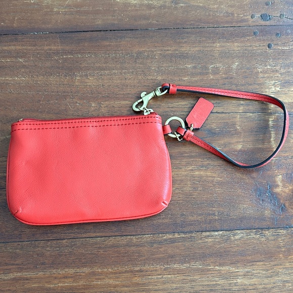 Coach Vibrant Red Leather Wristlet - Picture 2 of 4